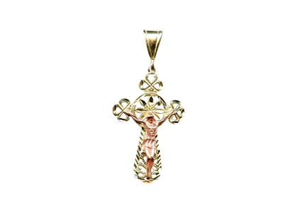 Two Tone Plated Filigree Crucifix Cross Pendant